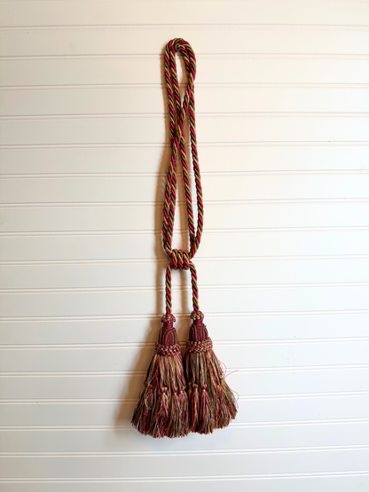 Pair of Dark Olive Green & Hot Pink Curtain Tieback Tassels