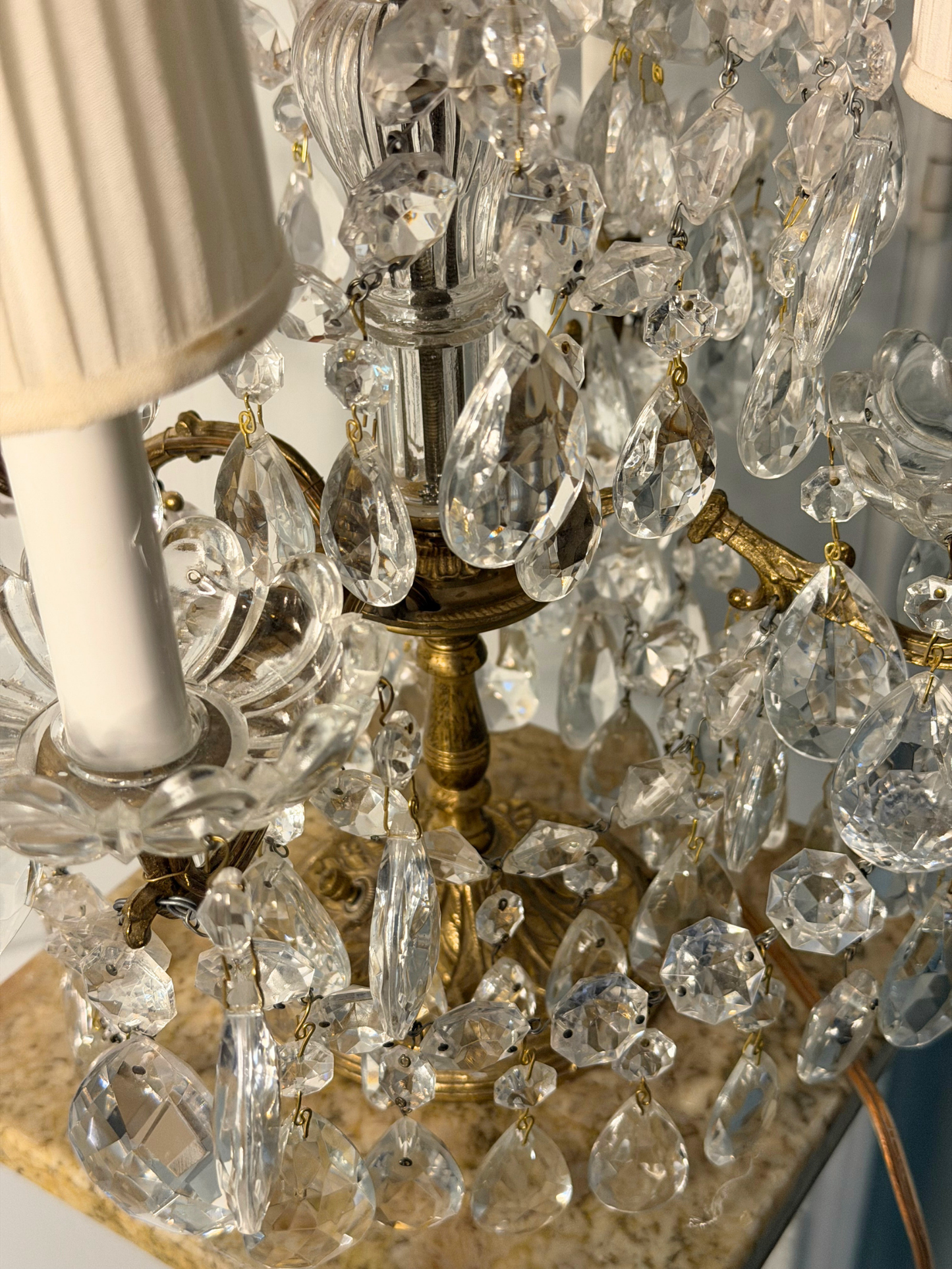 Brass & Crystal Tabletop Chandlier #2