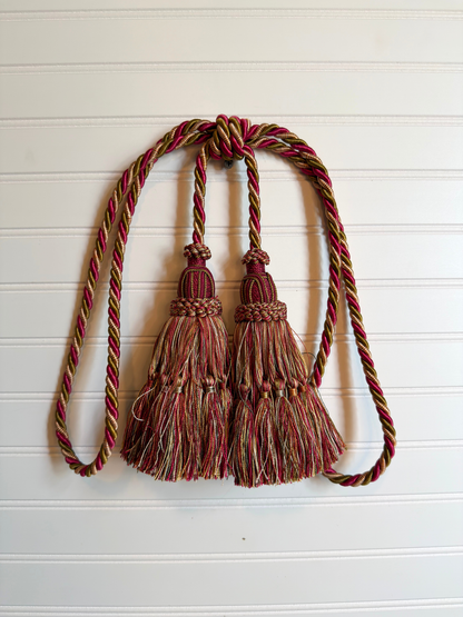 Pair of Dark Olive Green & Hot Pink Curtain Tieback Tassels
