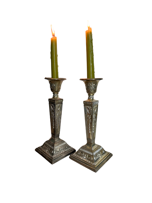 Ornate Silver Candle Holders