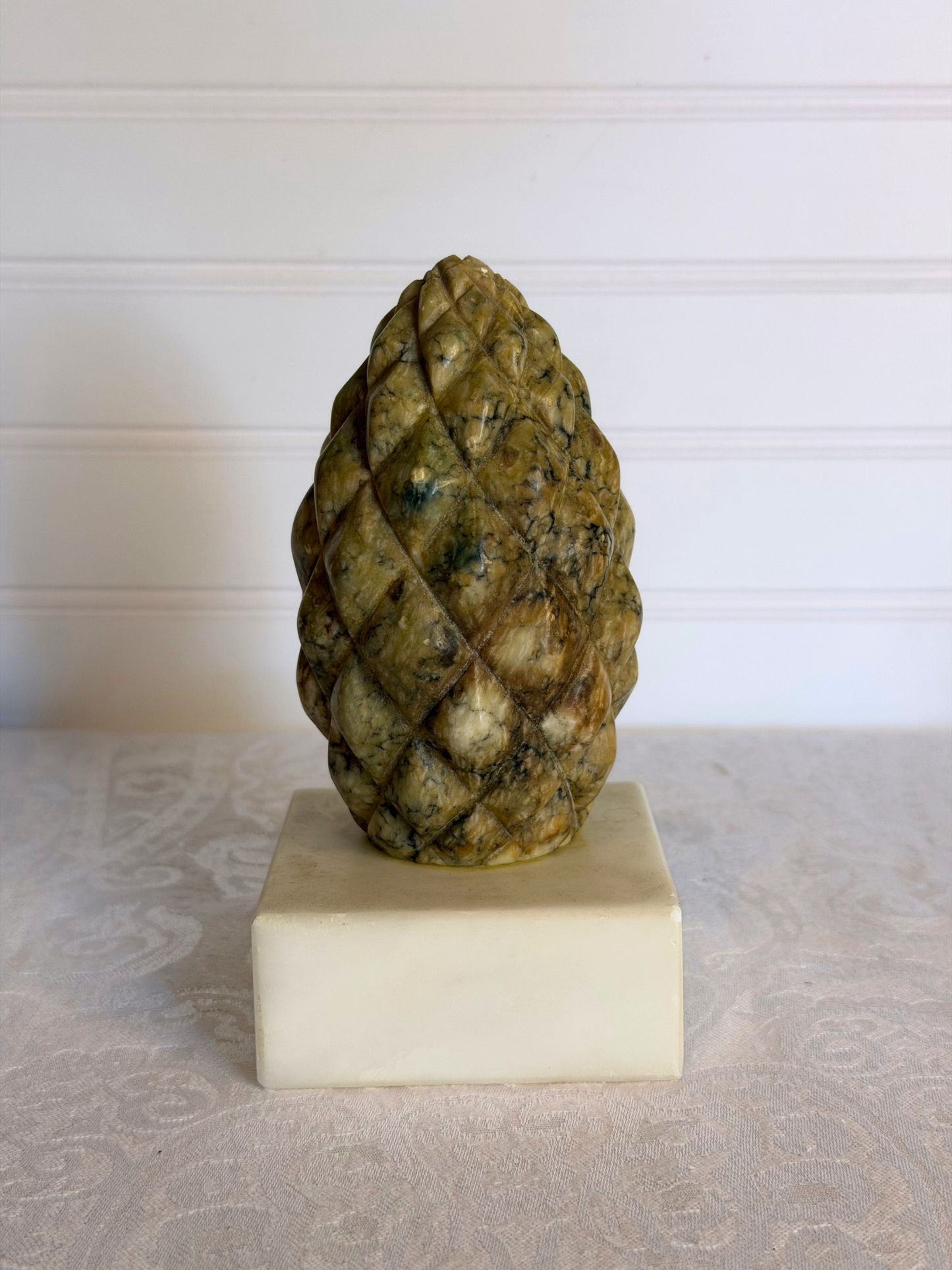 Single Italian Alabaster Pinecone Bookend