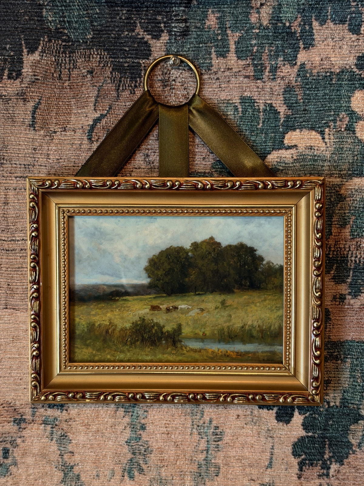 Framed Cows Near Stream Giclee Print