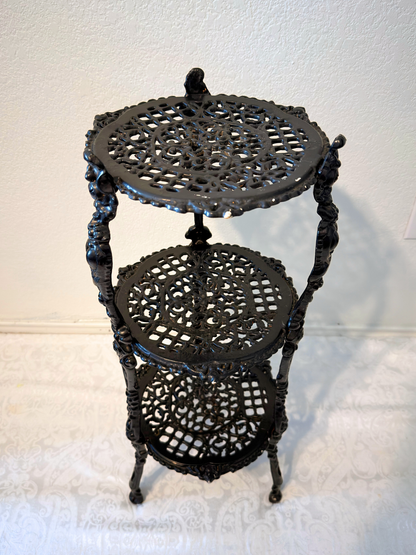 Black Cast Iron 3-Tier Plant Stand/Shelf