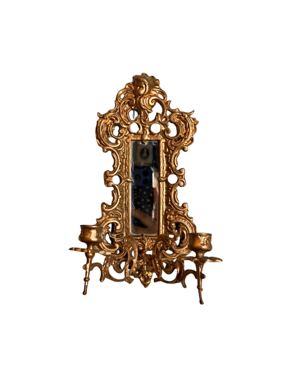 Gilt Metal Mirrored Wall Sconce