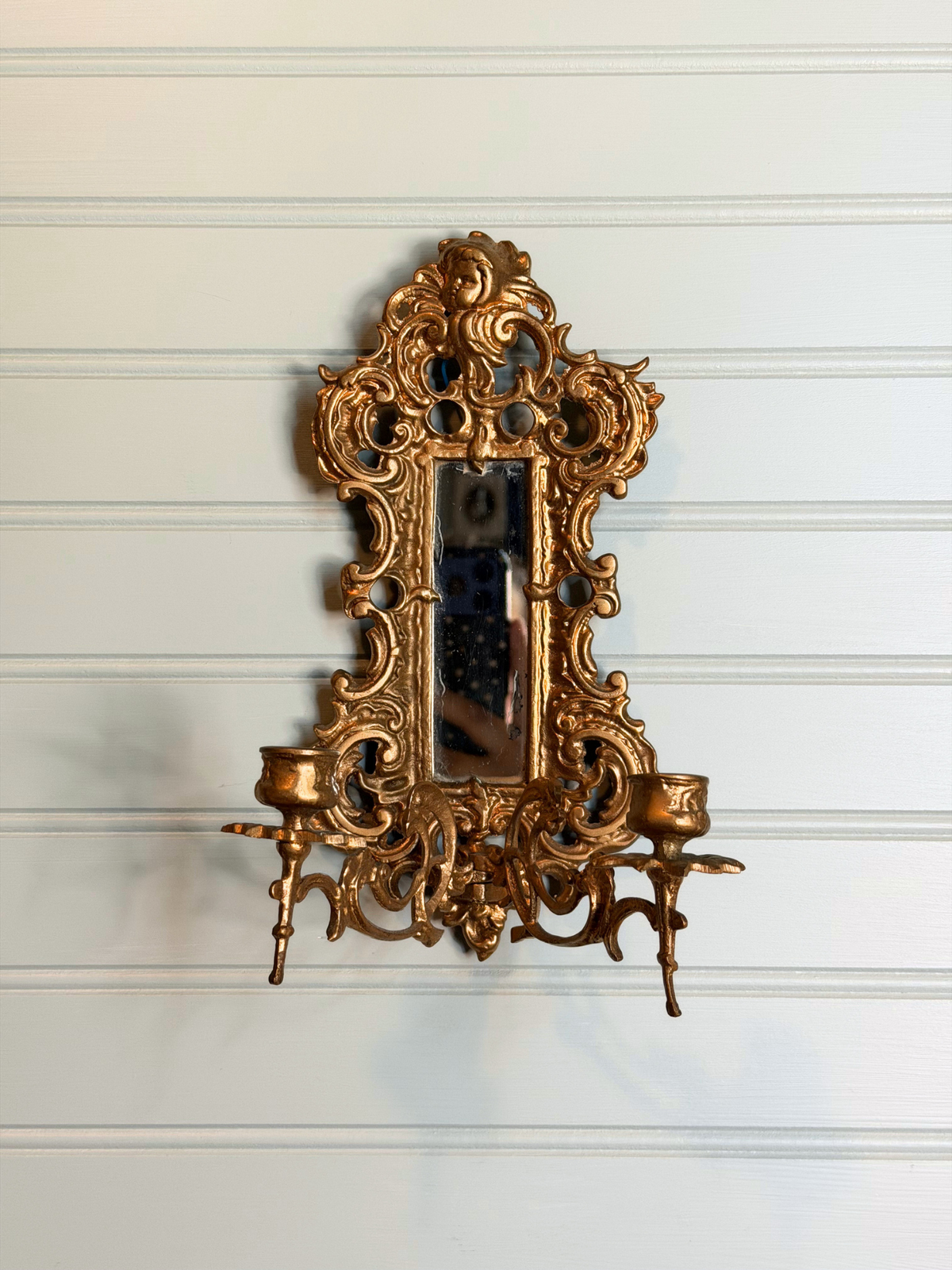 Gilt Metal Mirrored Wall Sconce