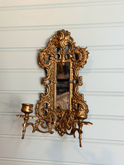 Gilt Metal Mirrored Wall Sconce