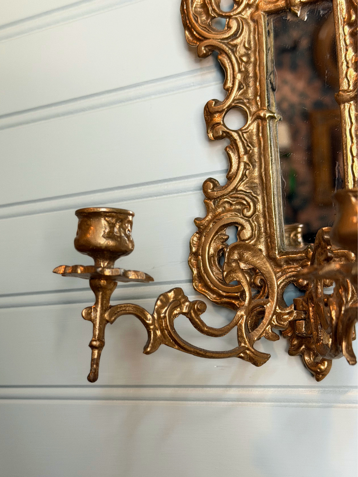 Gilt Metal Mirrored Wall Sconce