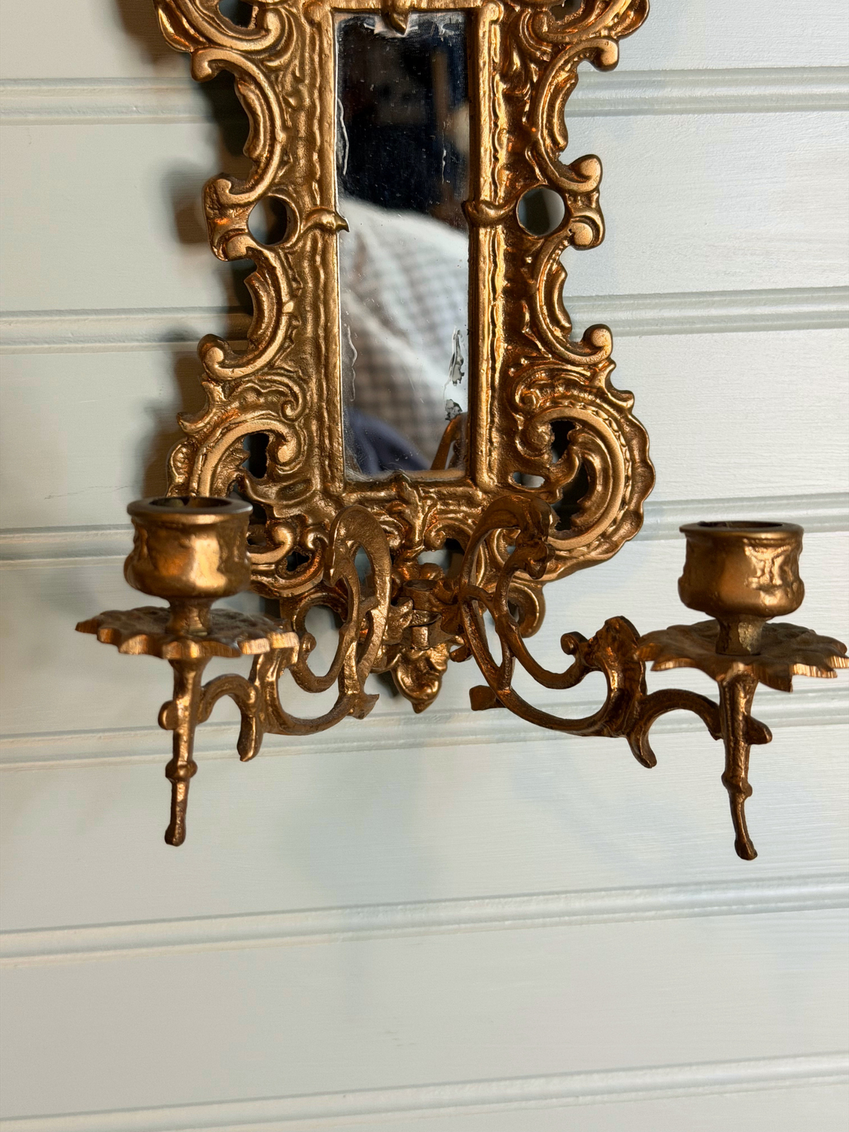 Gilt Metal Mirrored Wall Sconce
