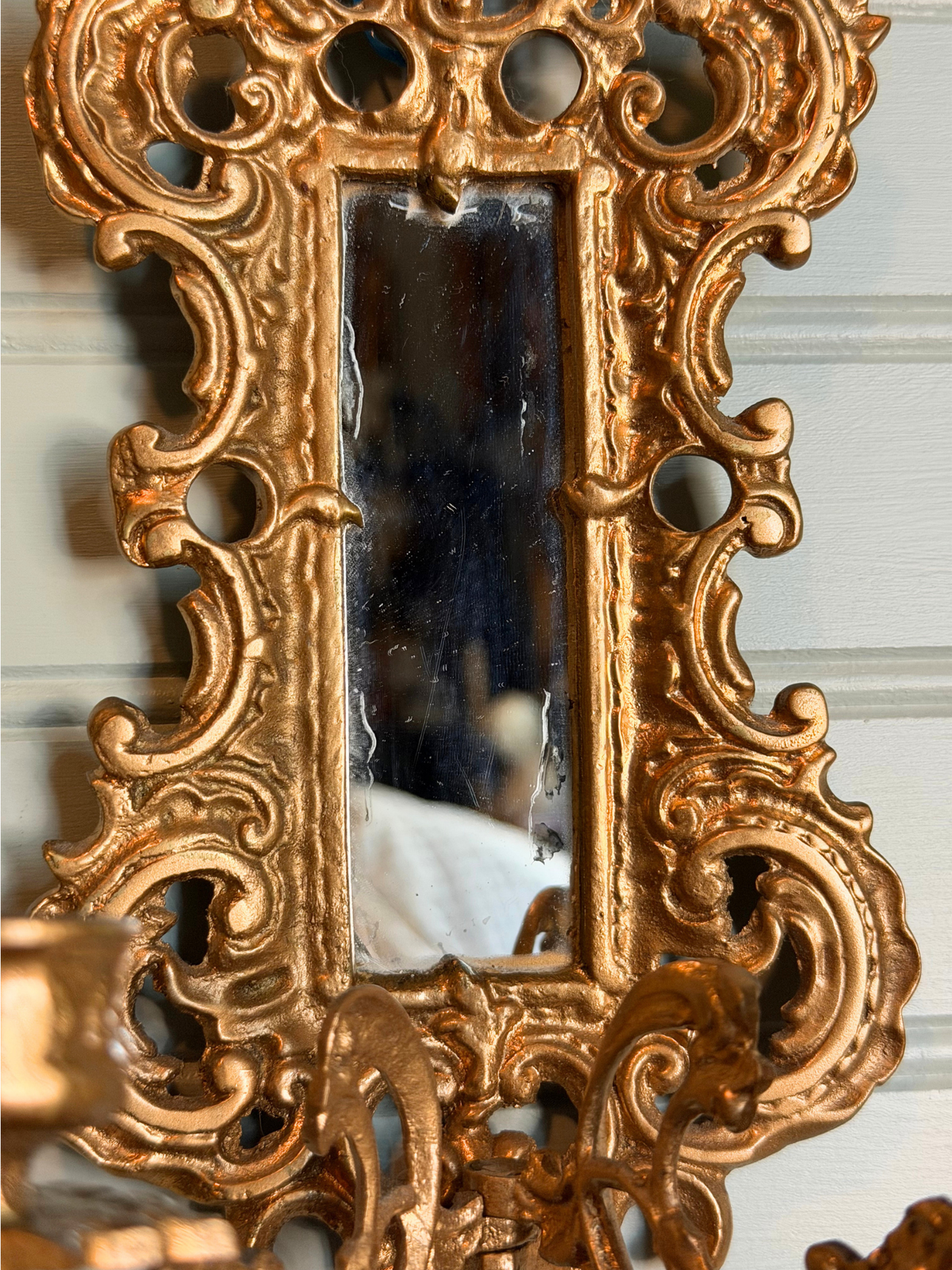 Gilt Metal Mirrored Wall Sconce