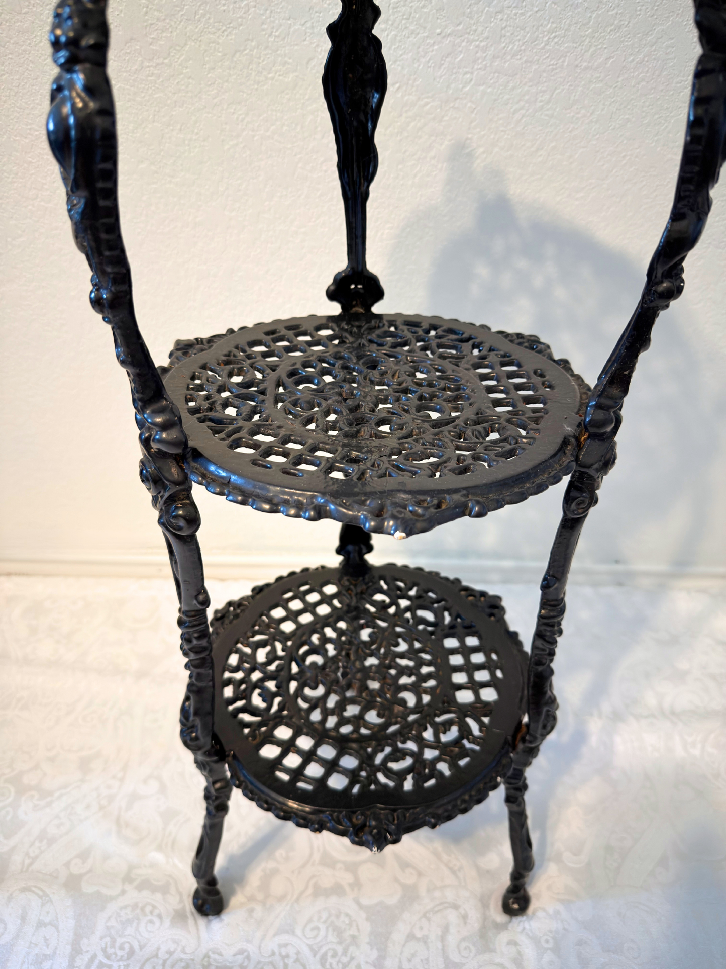 Black Cast Iron 3-Tier Plant Stand/Shelf