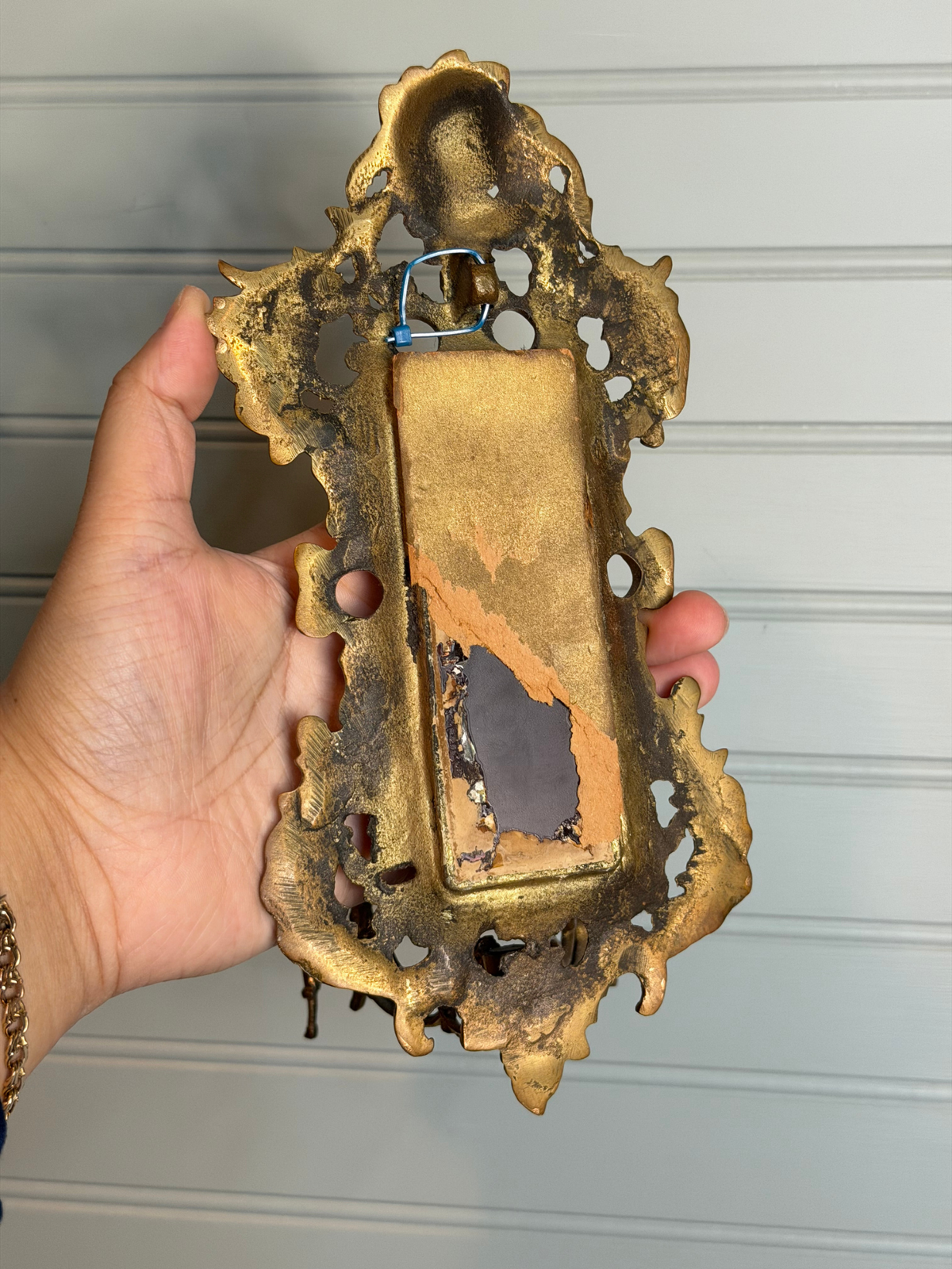 Gilt Metal Mirrored Wall Sconce