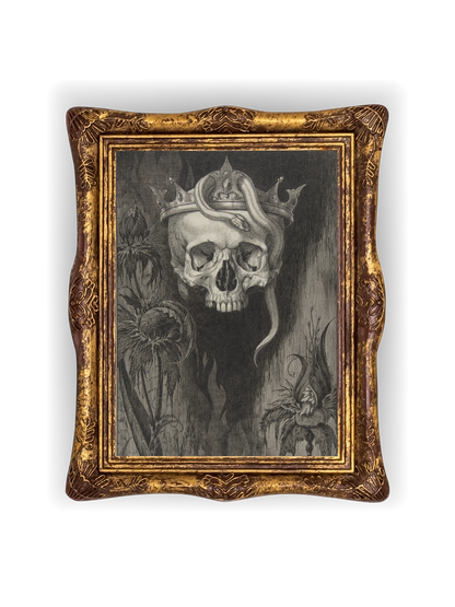 Skull Crowned with Snakes & Flowers