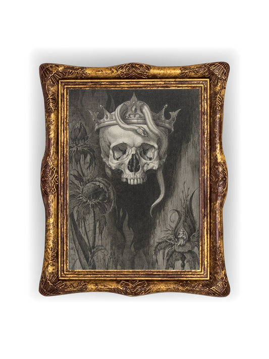 Skull Crowned with Snakes & Flowers