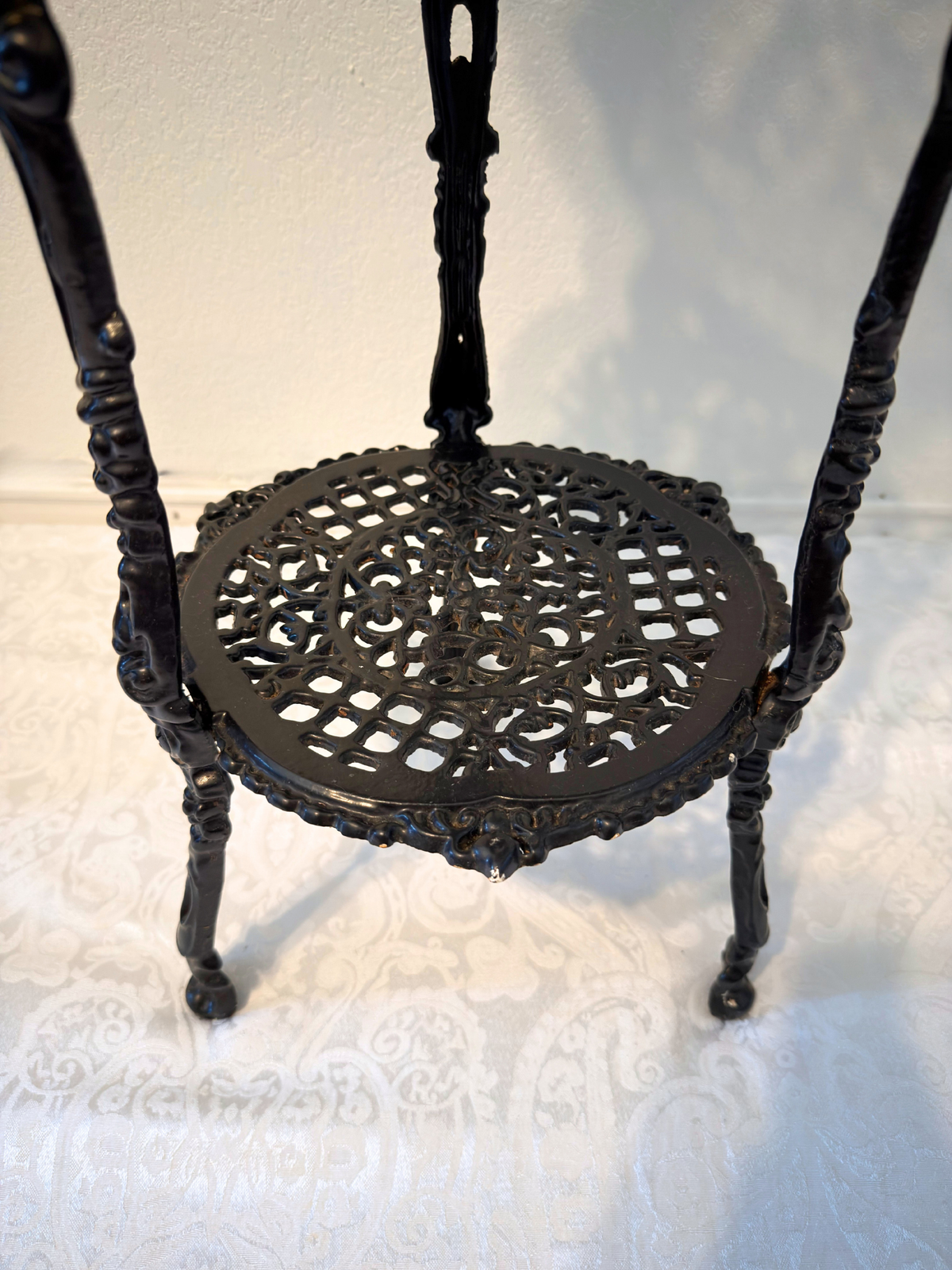 Black Cast Iron 3-Tier Plant Stand/Shelf