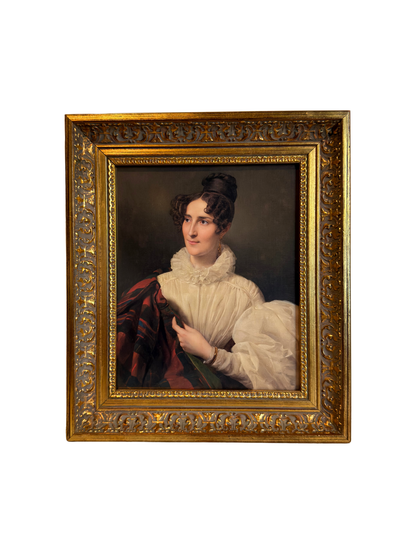 Framed Portrait of a Lady in a White Dress Print