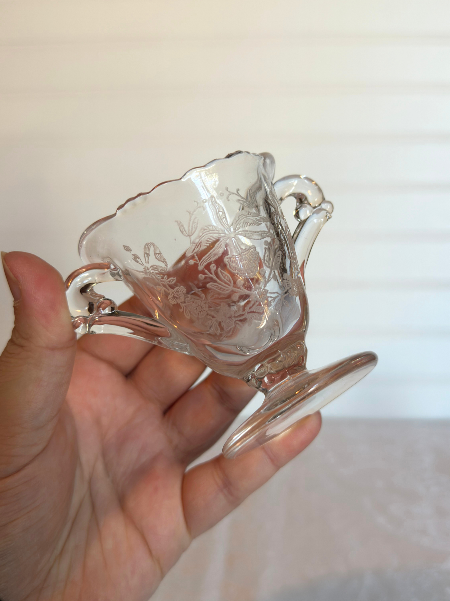 1940's Heisey Etched Orchid Pattern Sugar Bowl