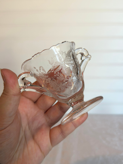 1940's Heisey Etched Orchid Pattern Sugar Bowl