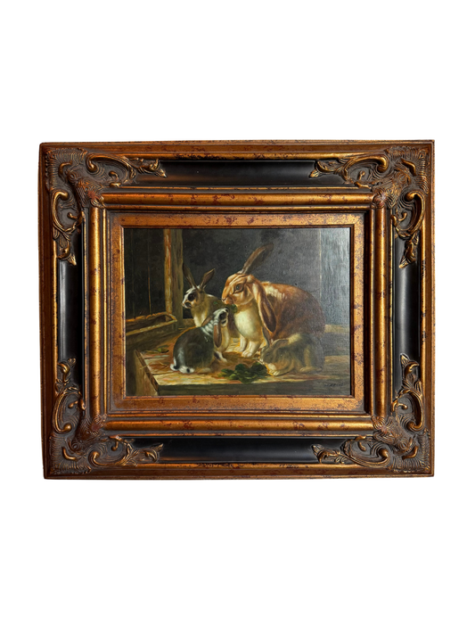 Large Bunnies Oil Painting
