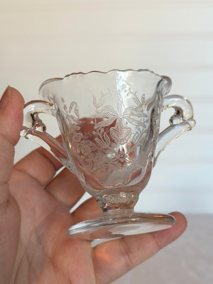 1940's Heisey Etched Orchid Pattern Sugar Bowl