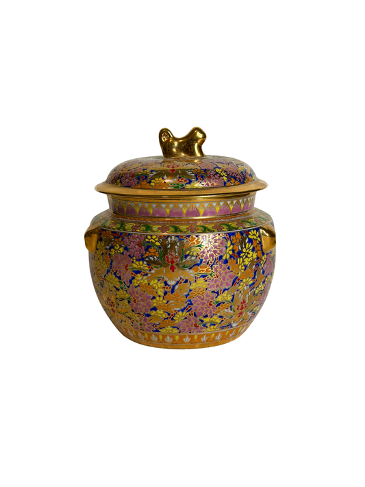 Maitland Smith Hand-Painted Porcelain Jar