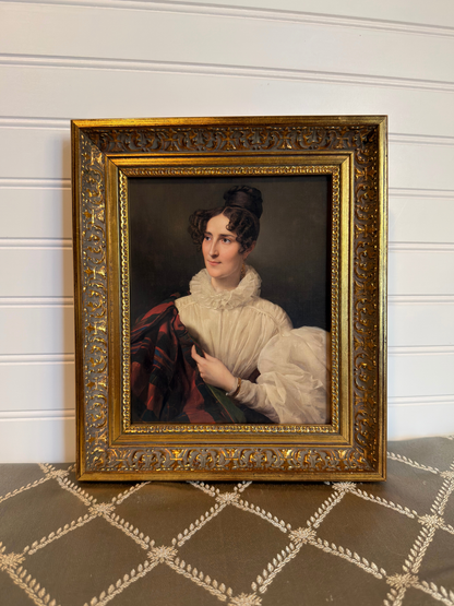 Framed Portrait of a Lady in a White Dress Print