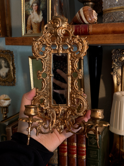 Gilt Metal Mirrored Wall Sconce