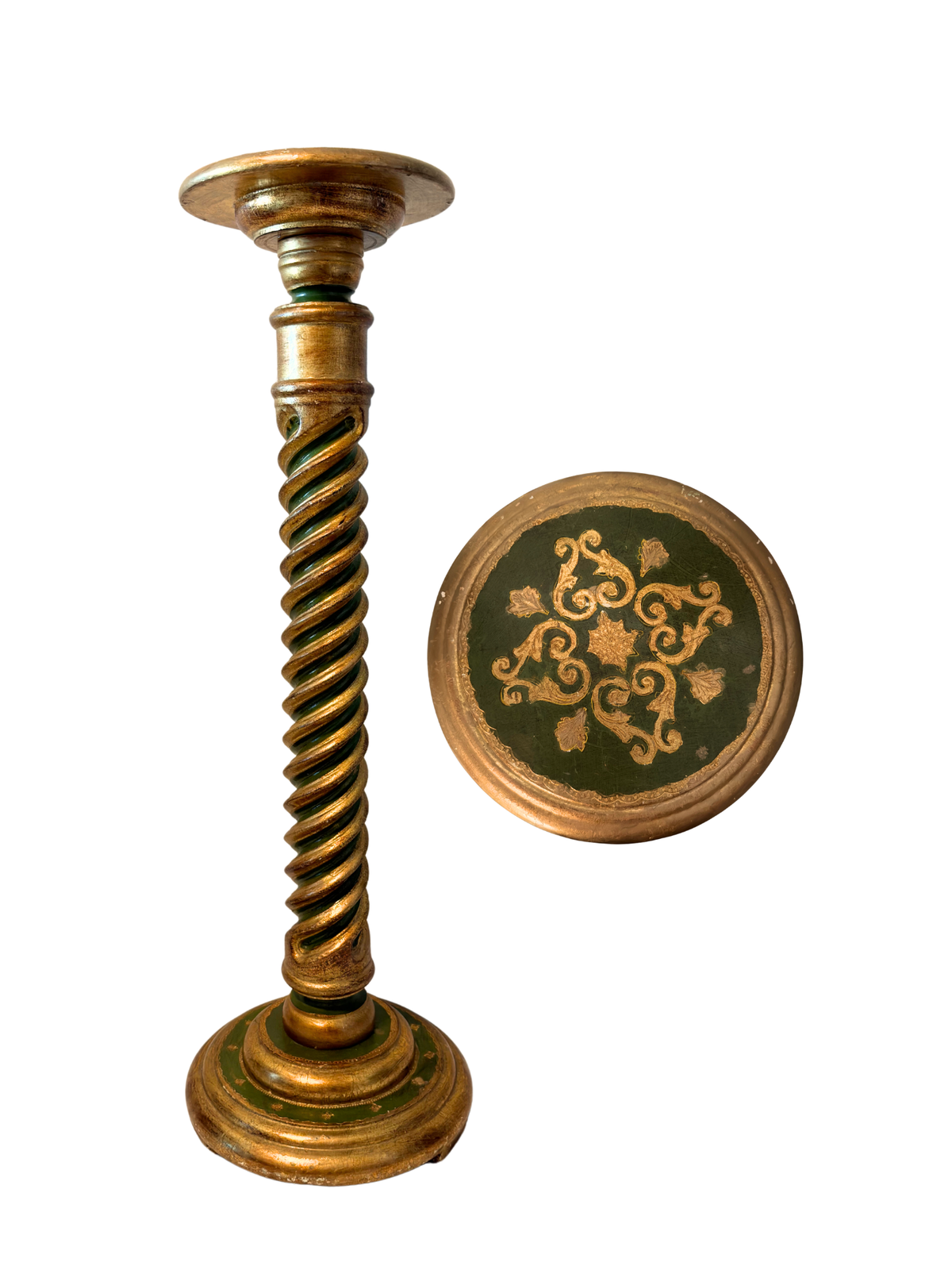 Green & Gold Italian Florentine Pedestal