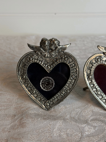 Sterling Pewter Mini Cherub Heart Frames