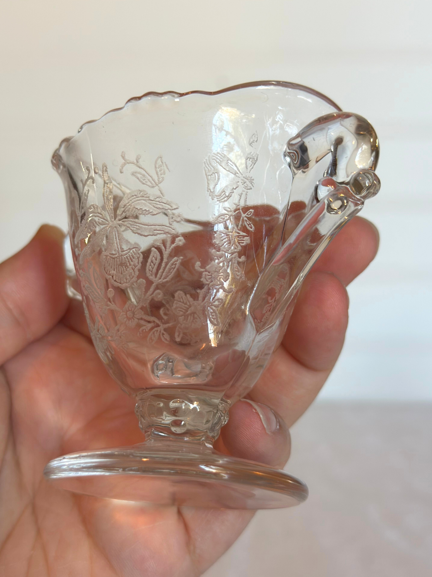 1940's Heisey Etched Orchid Pattern Sugar Bowl