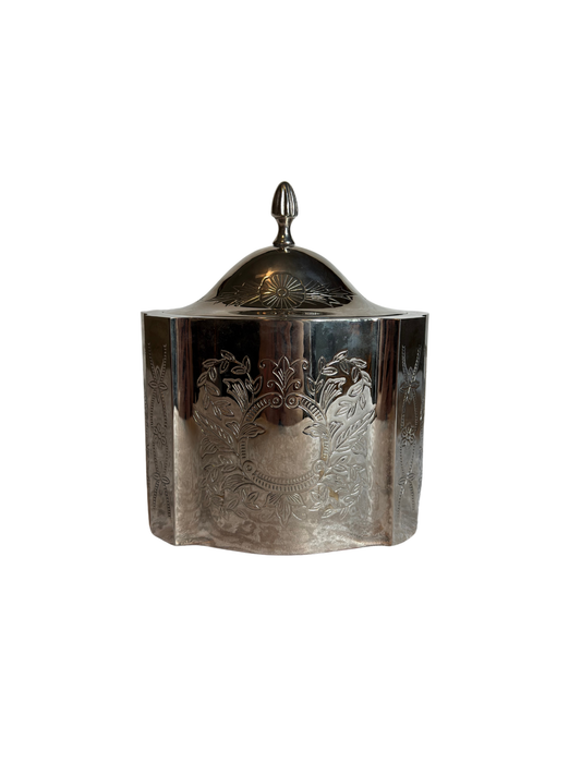 Etched Silver Plated Tea Caddy/ Trinket Dish