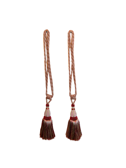 Pair of Light Pink & Green Curtain Tieback Tassels