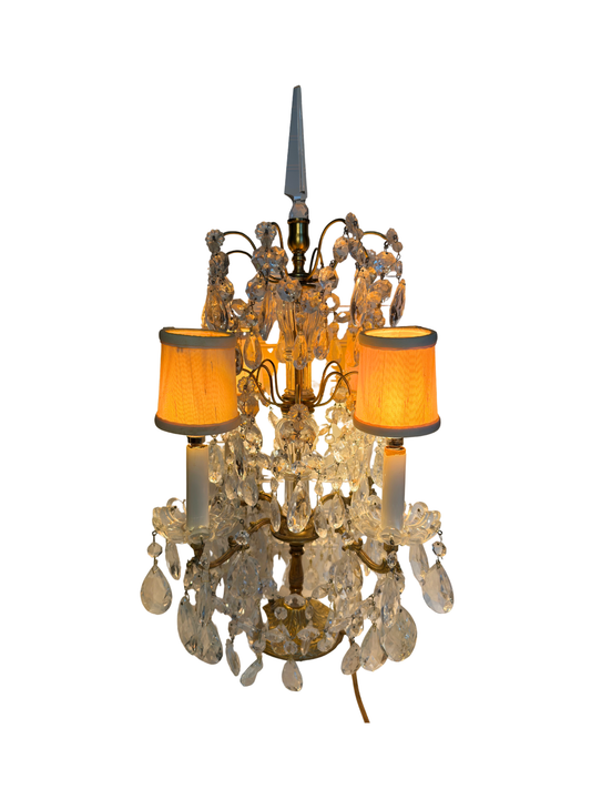 Brass & Crystal Tabletop Chandelier