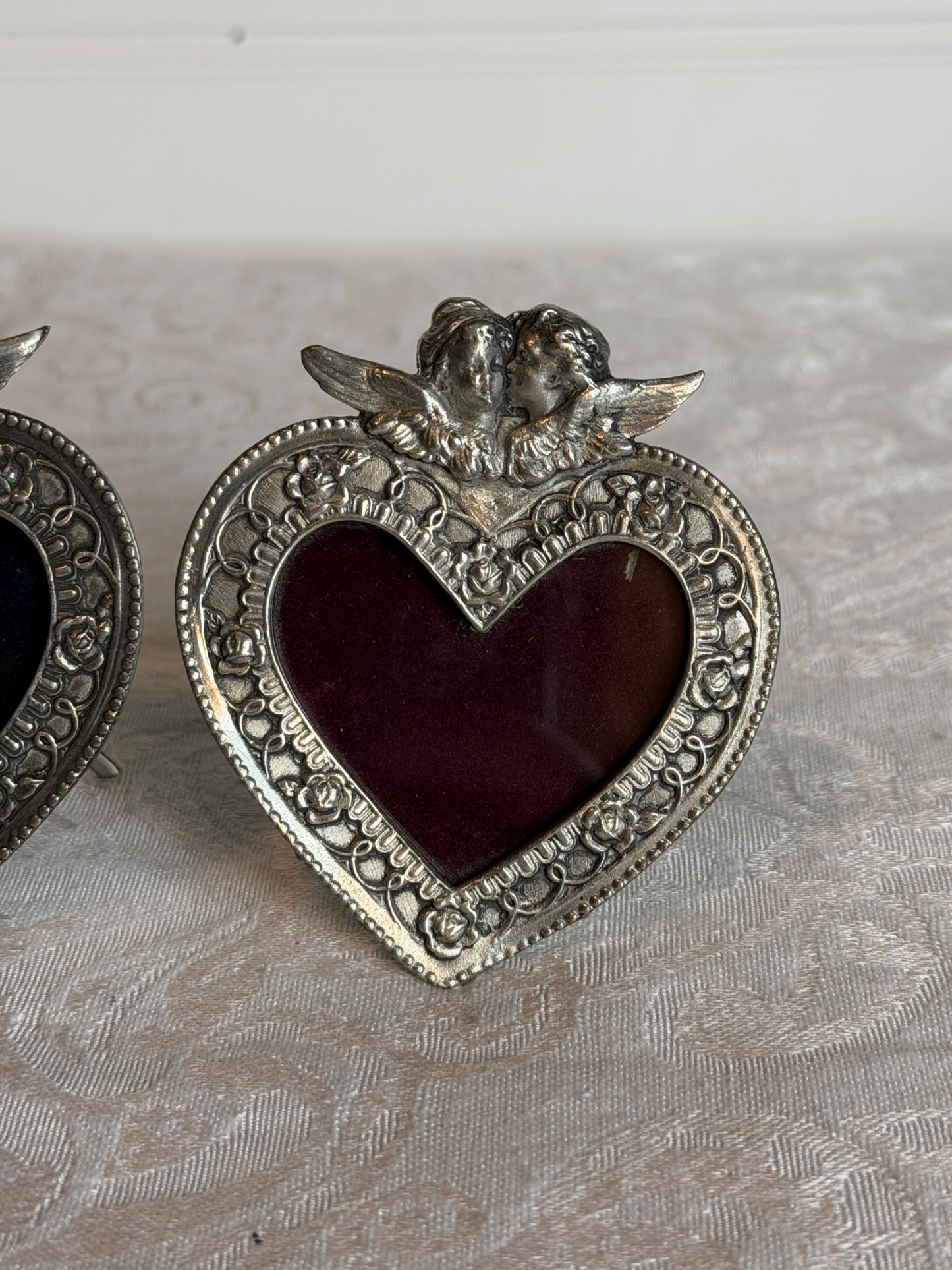 Sterling Pewter Mini Cherub Heart Frames