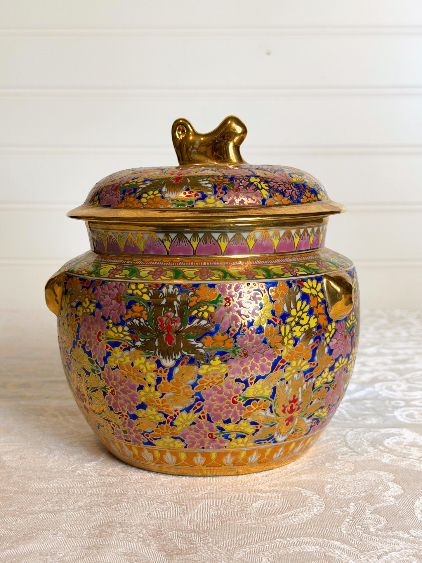 Maitland Smith Hand-Painted Porcelain Jar