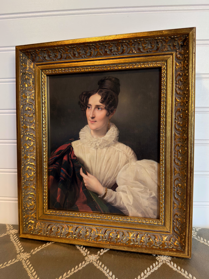 Framed Portrait of a Lady in a White Dress Print