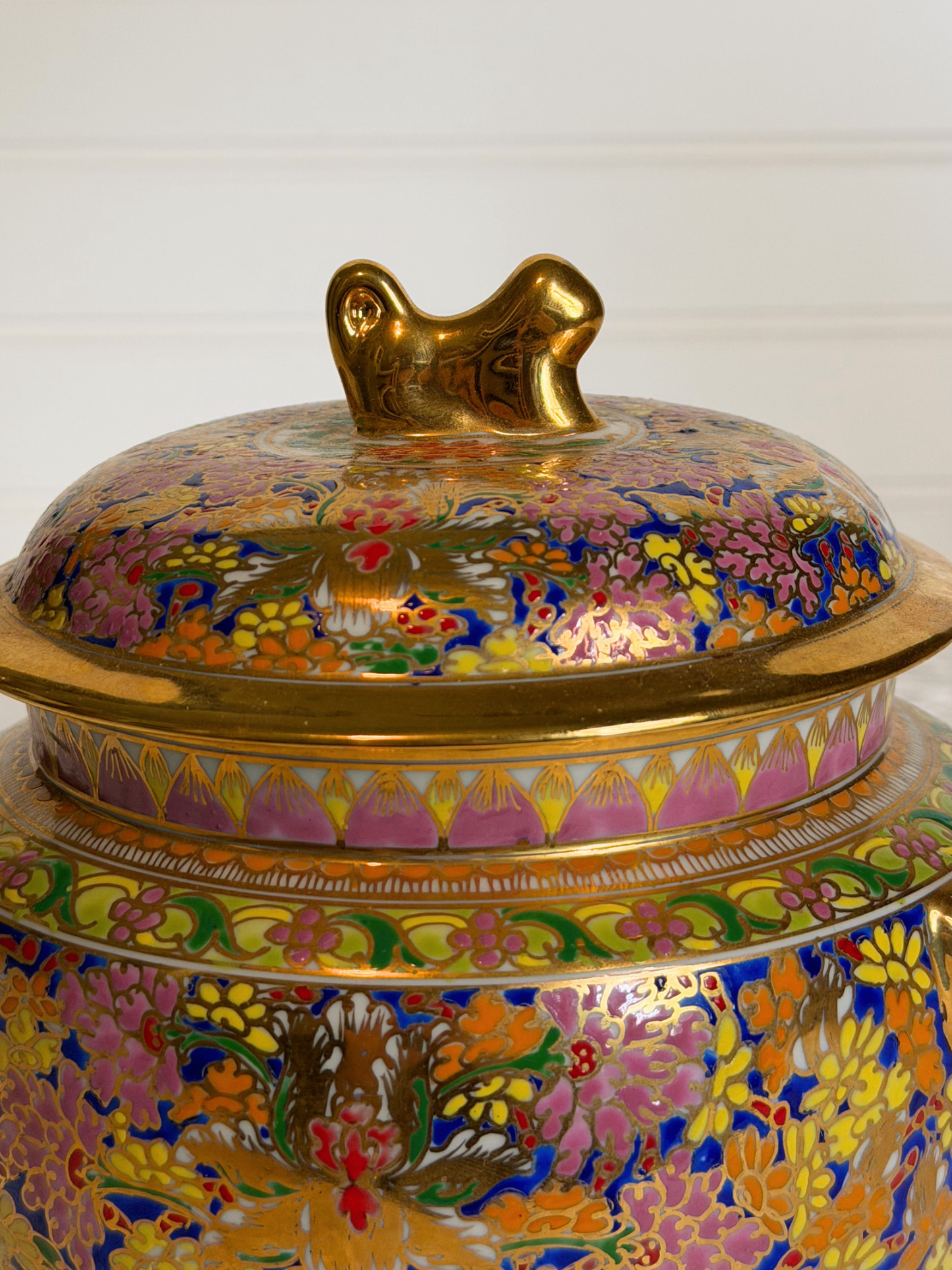 Maitland Smith Hand-Painted Porcelain Jar
