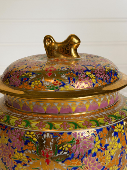 Maitland Smith Hand-Painted Porcelain Jar