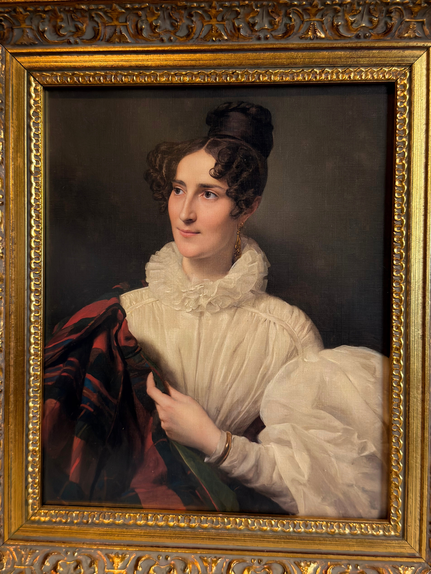 Framed Portrait of a Lady in a White Dress Print