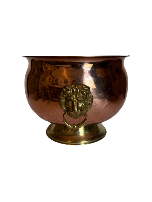 Brass & Copper Lion Planter