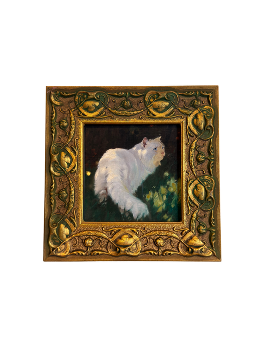 Framed White Cat Print (Reserved)