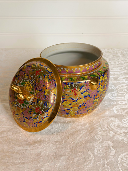 Maitland Smith Hand-Painted Porcelain Jar