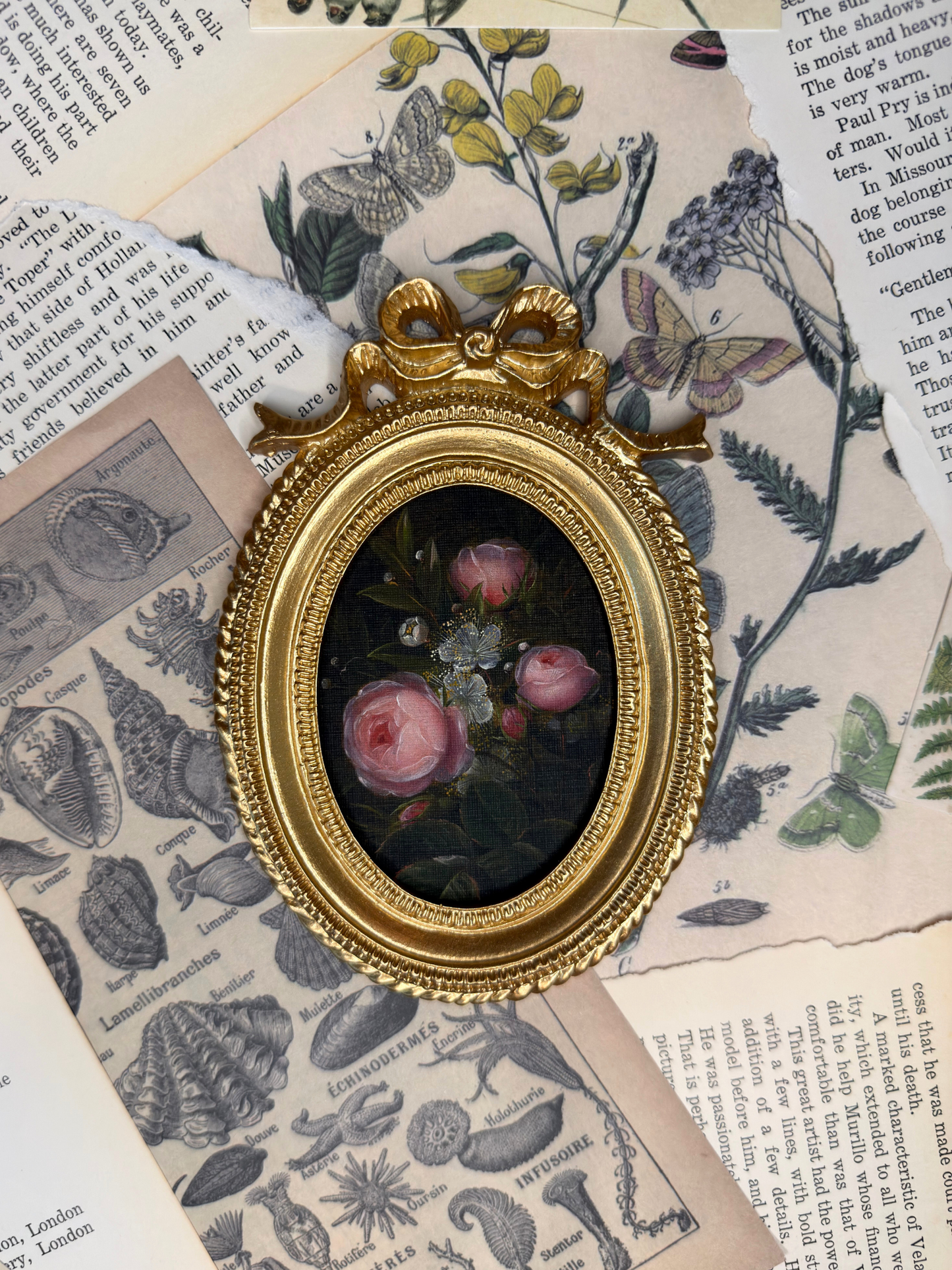 Small White Lilies & Pink Roses #2 Magnet