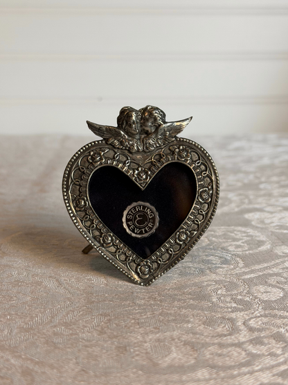 Sterling Pewter Mini Cherub Heart Frames