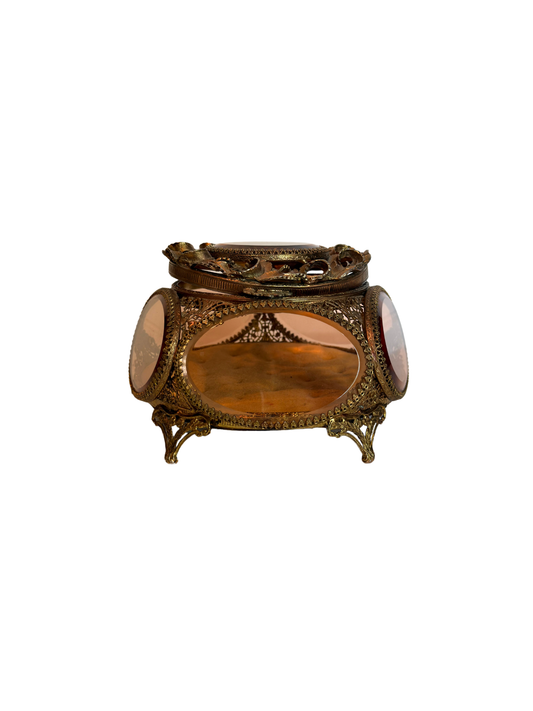 Ormolu & Pink Glass Jewelry Box