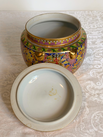 Maitland Smith Hand-Painted Porcelain Jar
