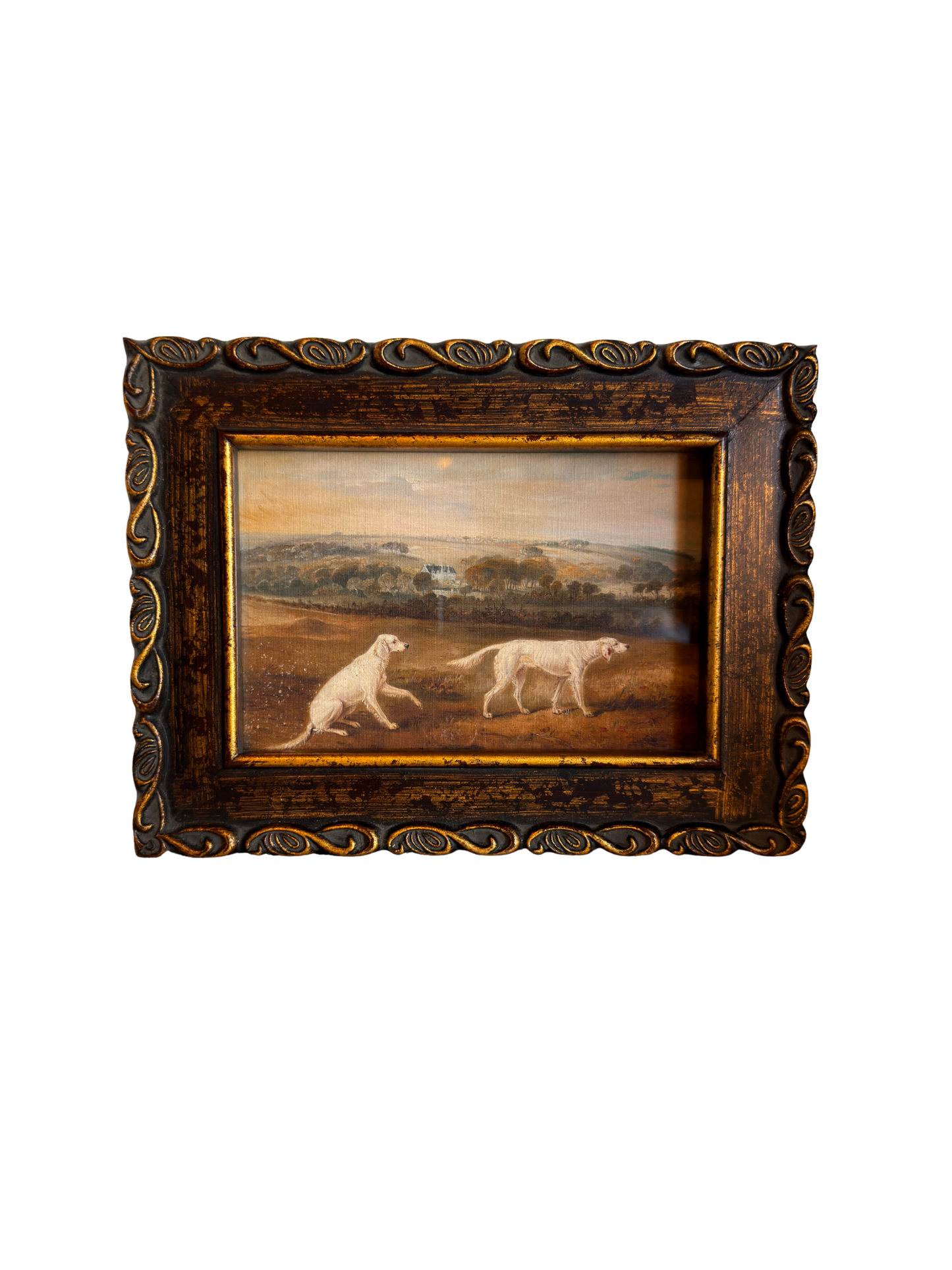 Framed English Setters in a Landscape Print