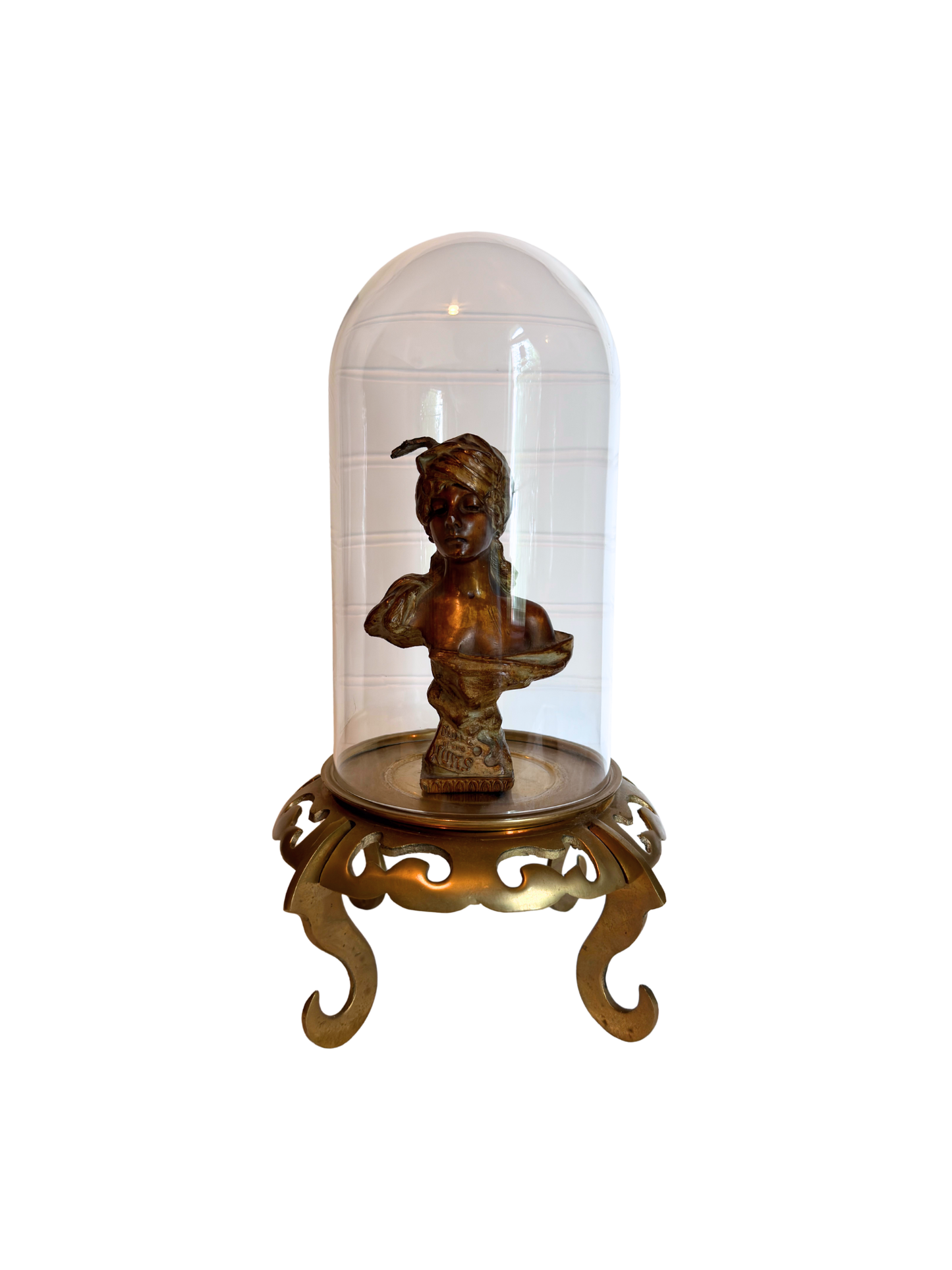 Brass Plant Stand with Cloche