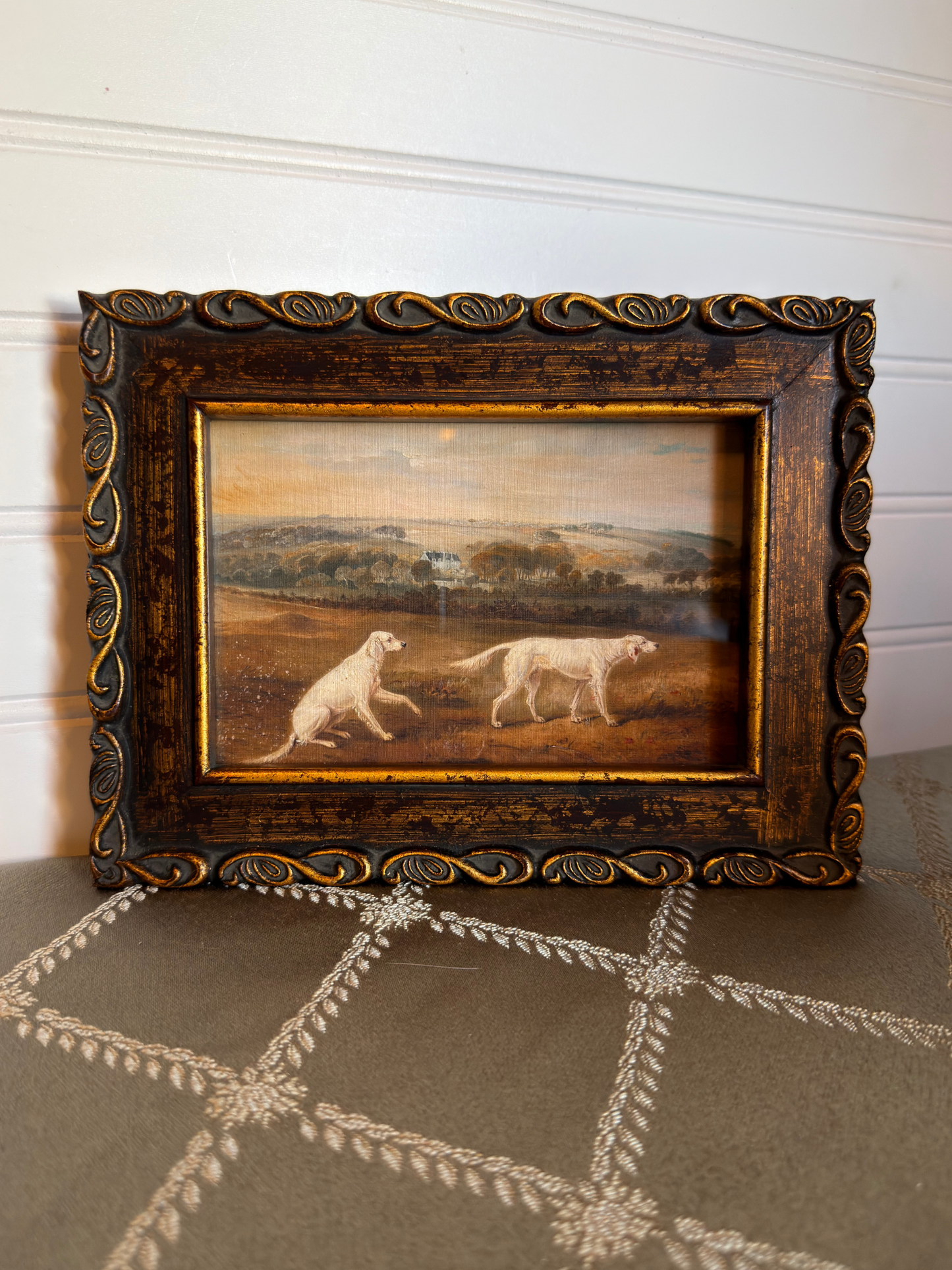 Framed English Setters in a Landscape Print