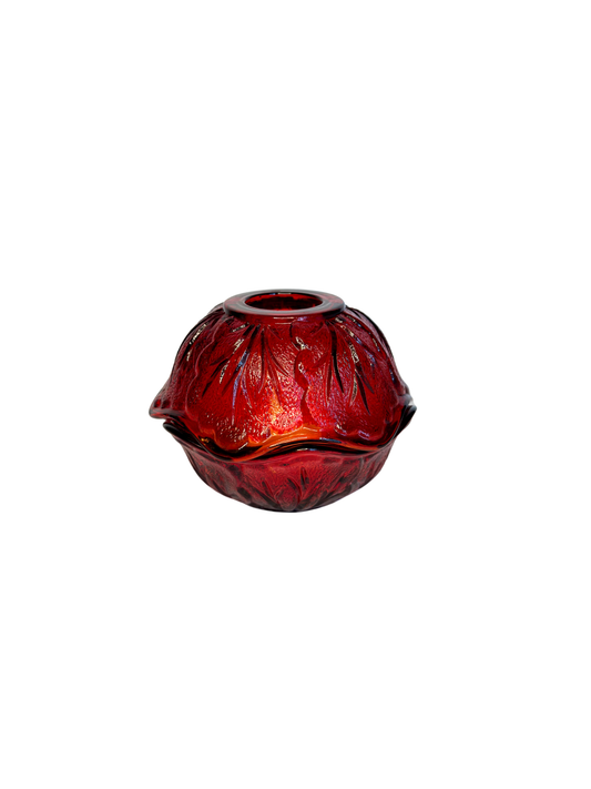 Ruby Red Indiana Glass Pebble Leaf Fairy Lamp
