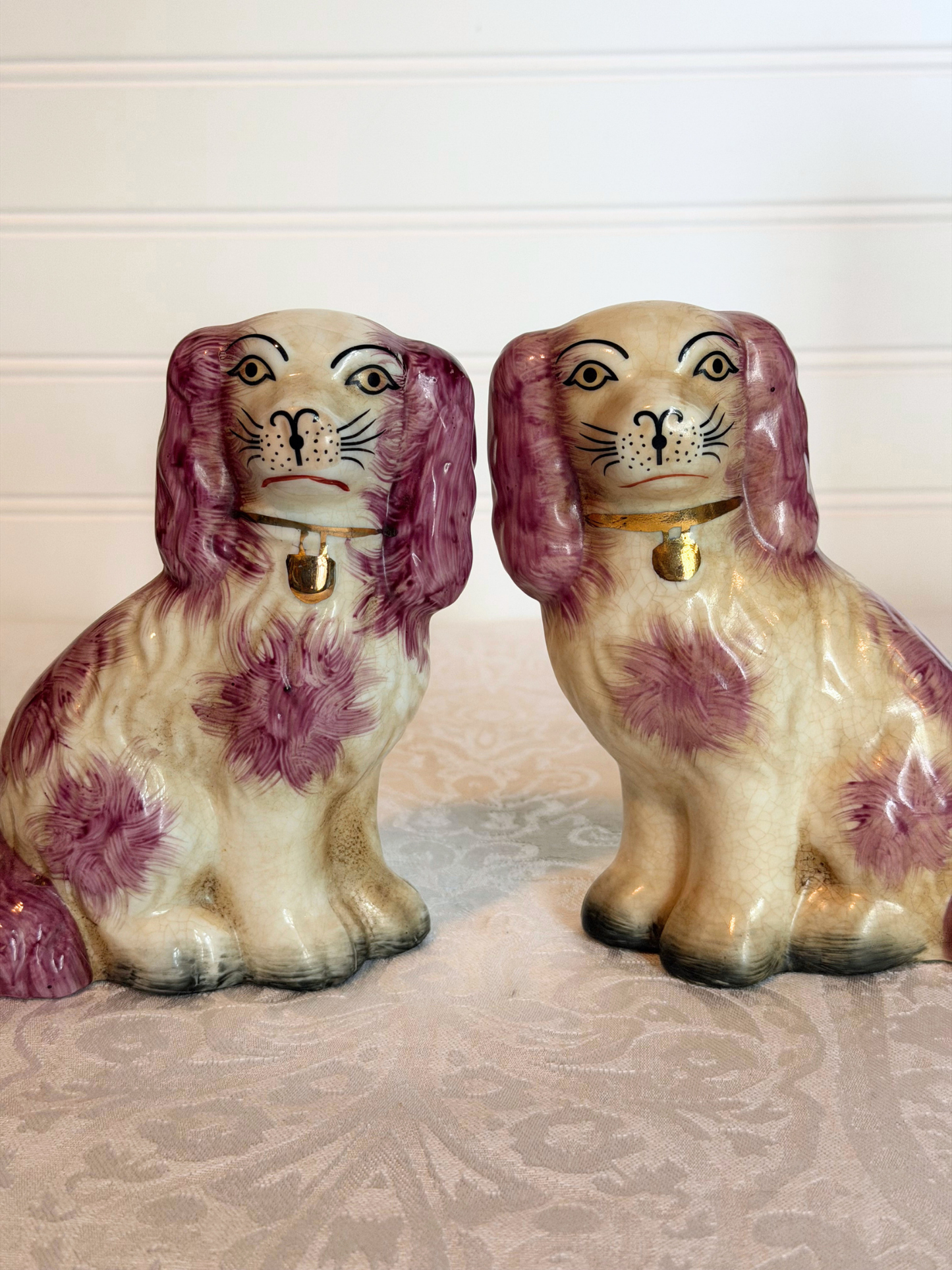 Pair of Pink Staffordshire Dogs